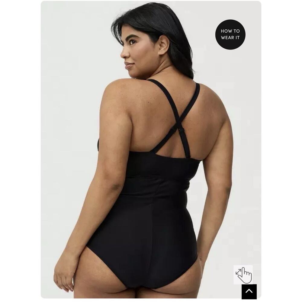 Torrid Brand Women's 4X Slim Fix Lattice One Piece Swimsuit Black - Picture 2 of 6